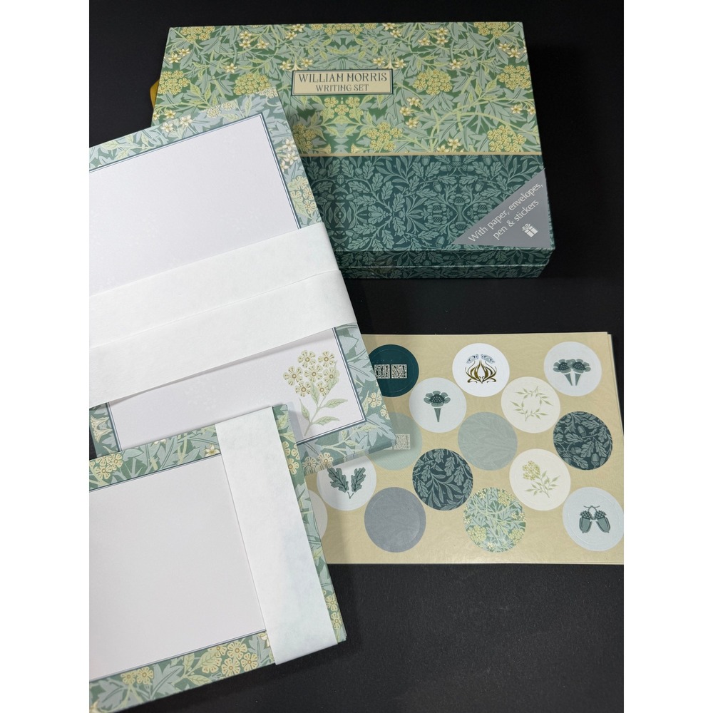 William Morris Jasmine Stationery Writing Set‎ Green Floral Arts Partial Set